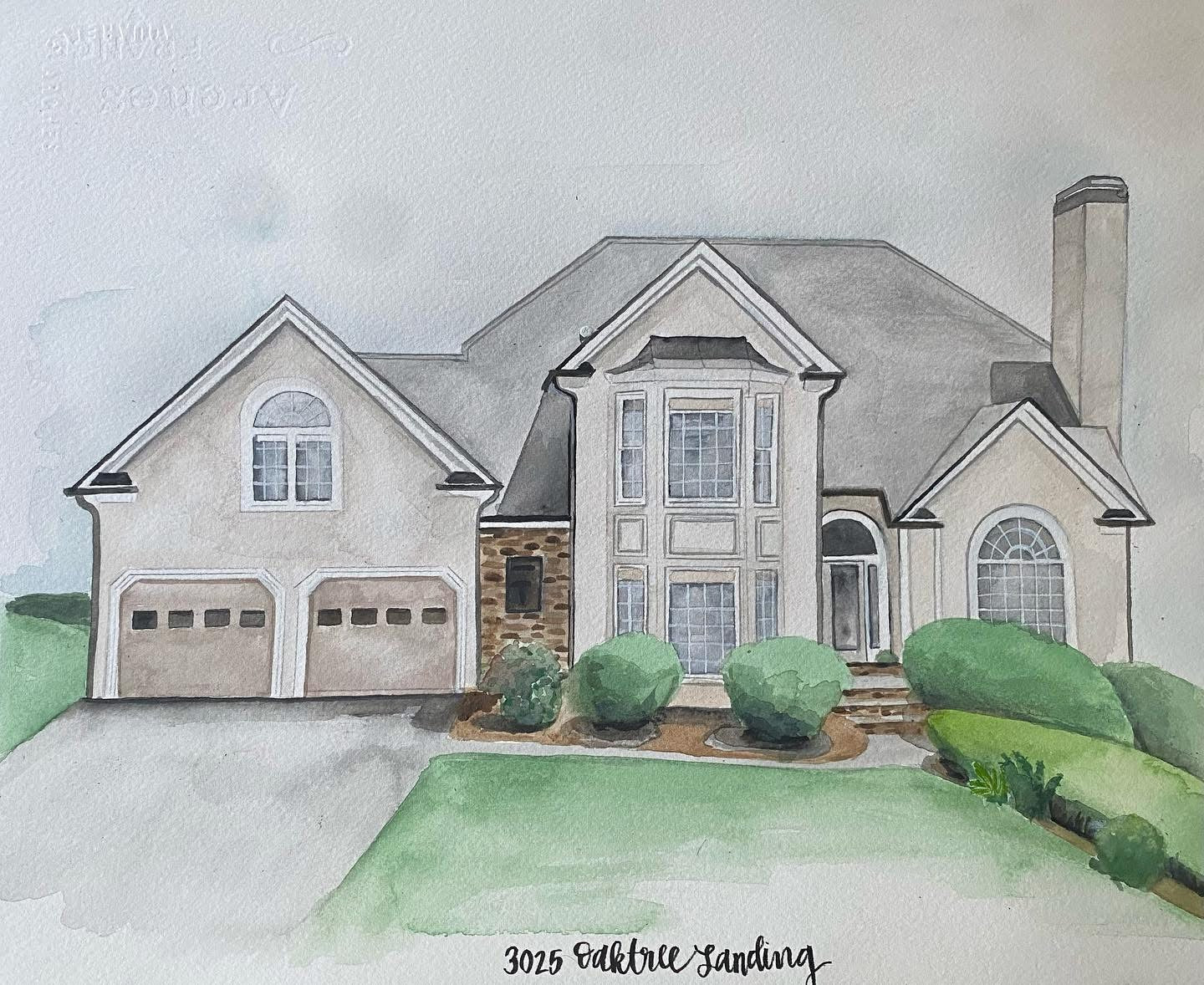 Commissioned Framed Watercolor of Home