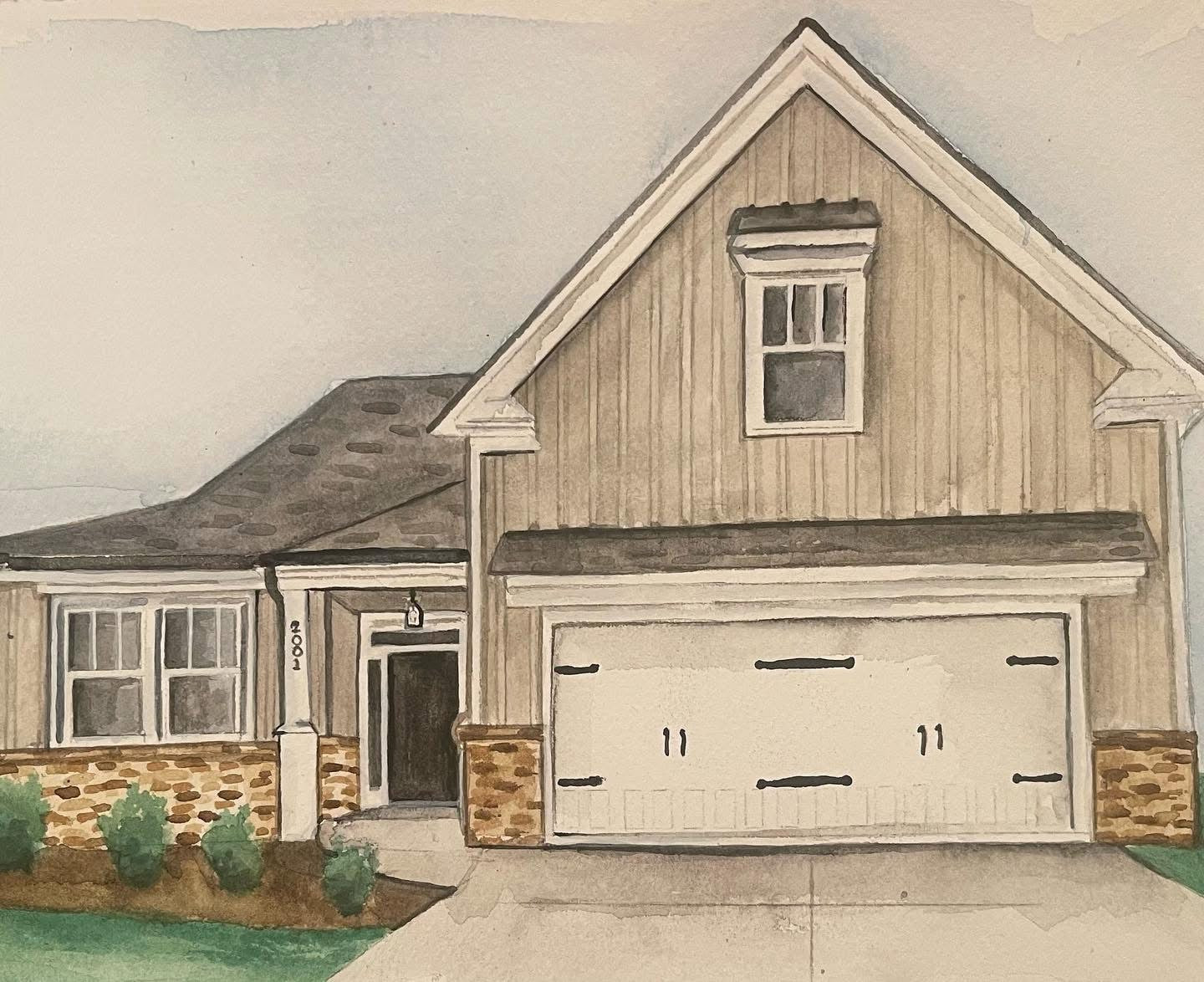 Commissioned Framed Watercolor of Home