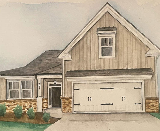 Commissioned Framed Watercolor of Home