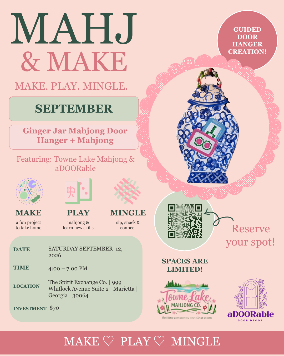 Mahj & Make - September  12th 2026 (4:00- 7:00)