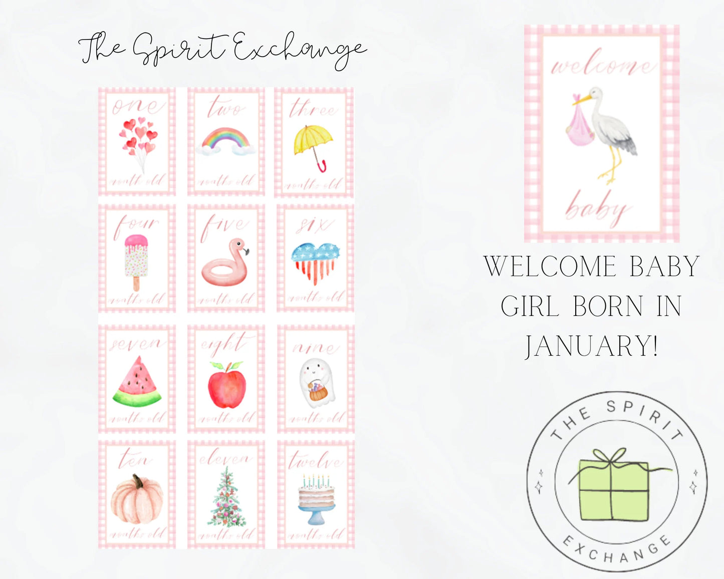 GIRL Personalized First Year Monthly Seasonal Baby Milestone Cards | Customized to Baby's Birth Month (Copy)