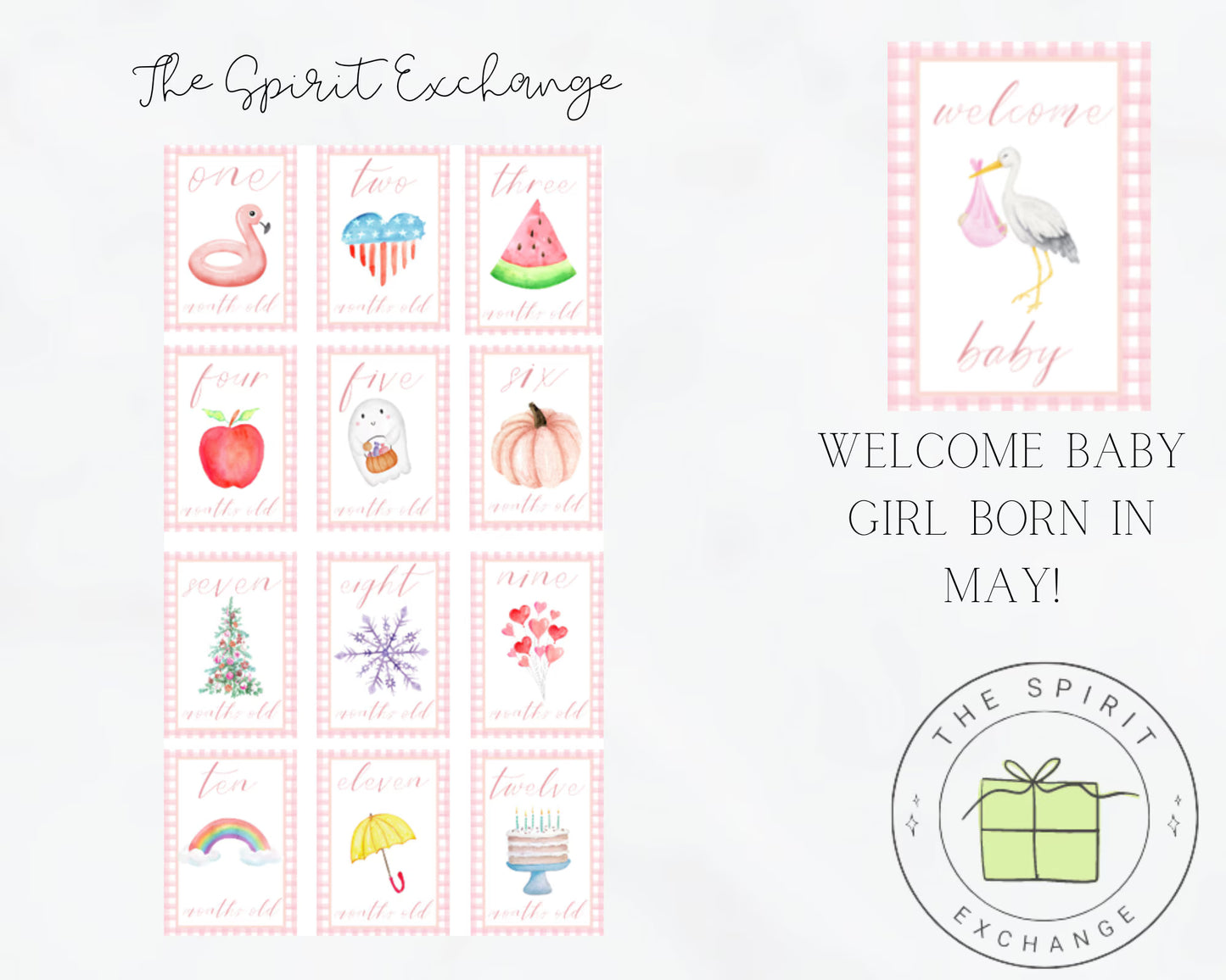 GIRL Personalized First Year Monthly Seasonal Baby Milestone Cards | Customized to Baby's Birth Month (Copy)