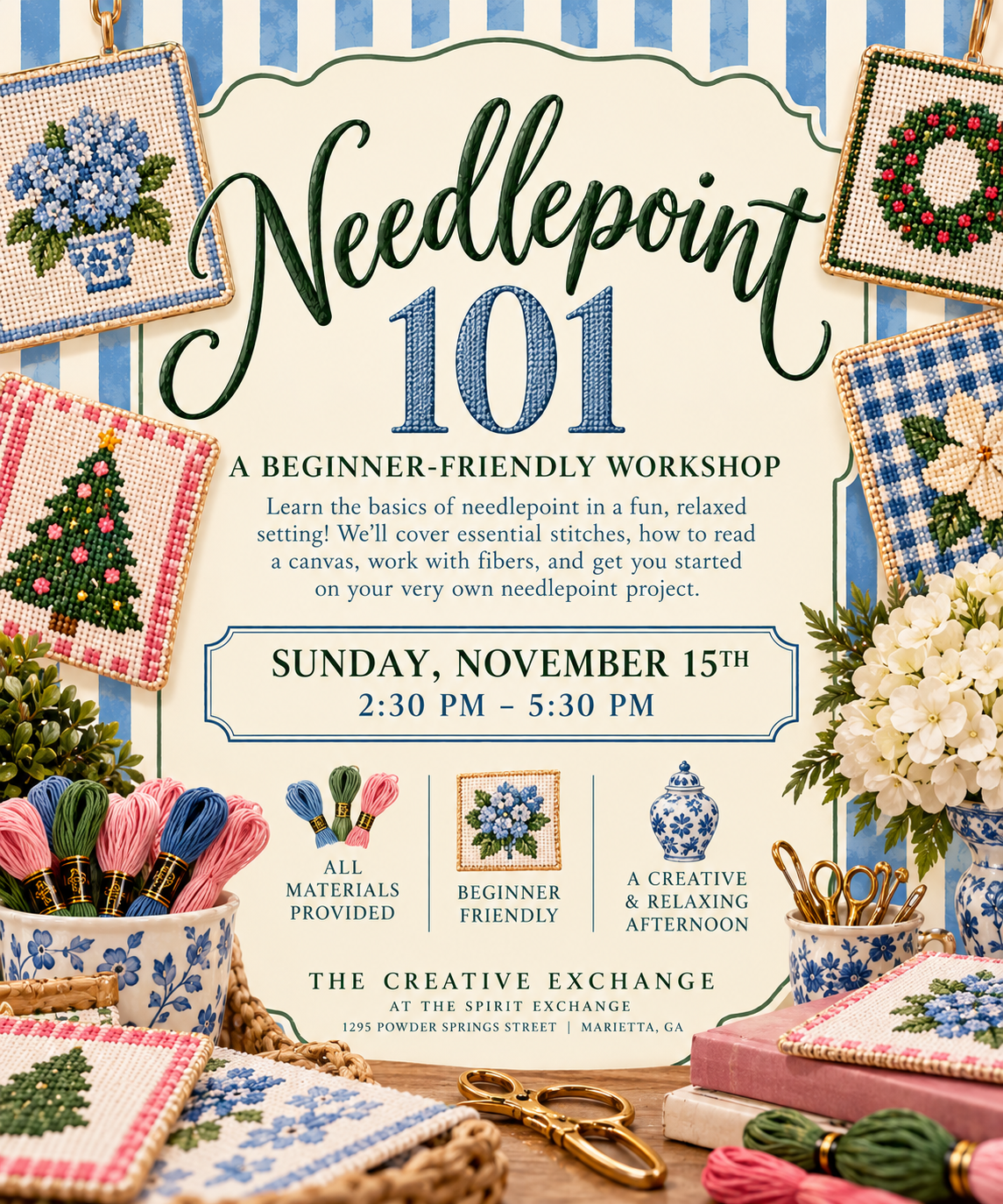 Needlepoint 101 - November 15 (2:30 - 5:30)
