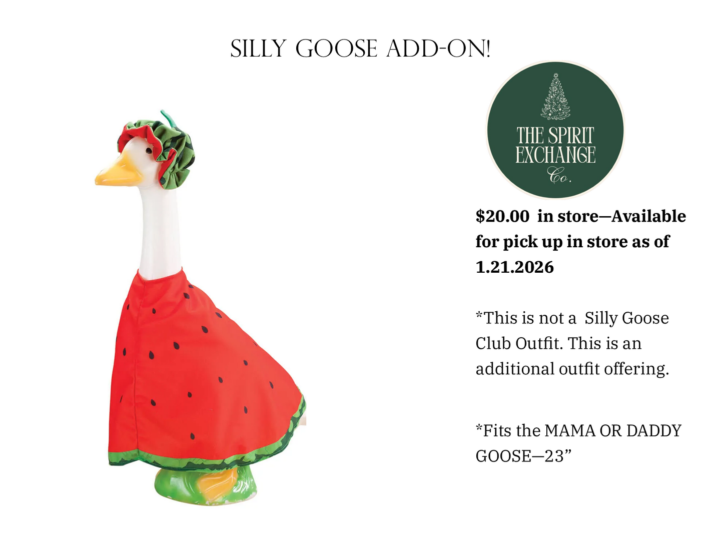 Watermelon Porch Goose Outfit (Large)