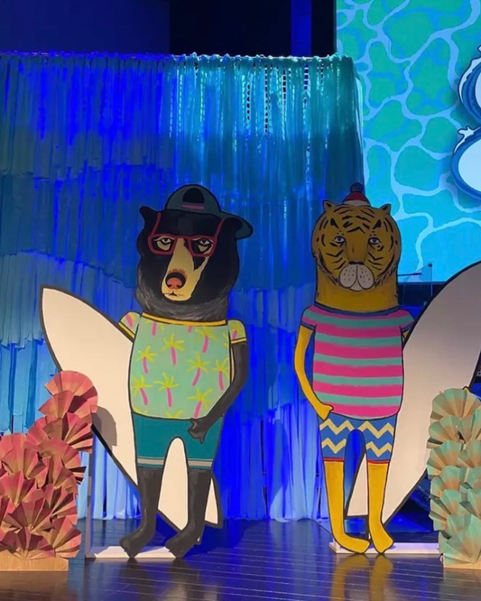 Surfer Animal Hand-Painted Backdrops/Props