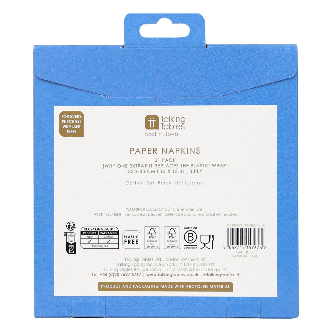 Blue & White Check Napkins - 20 Pack | Party Napkins |