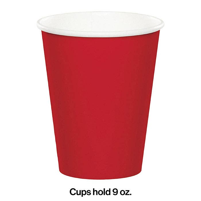 Classic Red Value Friendly 9 oz Hot/Cold Paper Cups, 8/Pkg