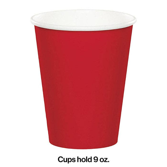 Classic Red Value Friendly 9 oz Hot/Cold Paper Cups, 8/Pkg