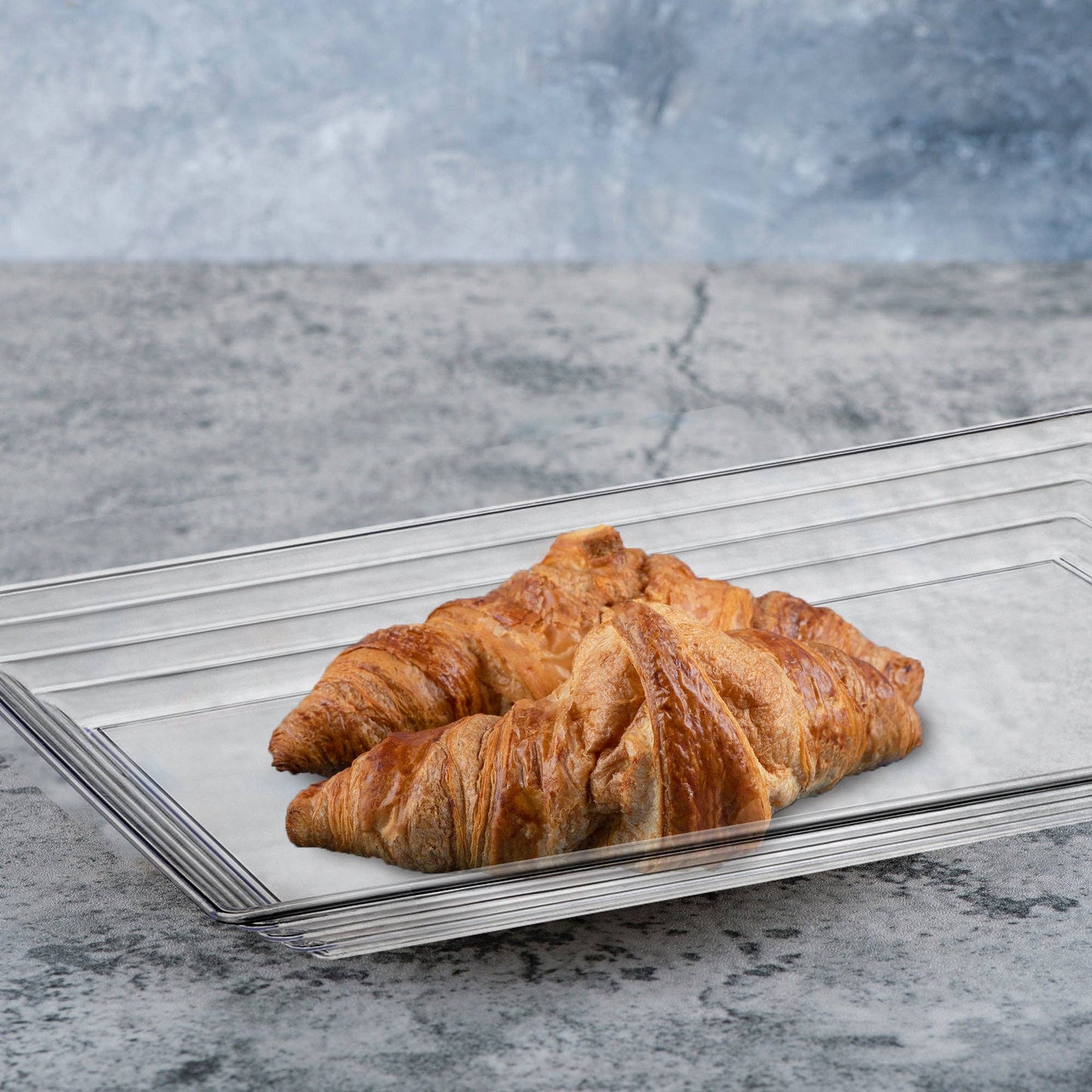 9" x 13" Clear Rectangular Plastic Serving Trays - 3 pcs