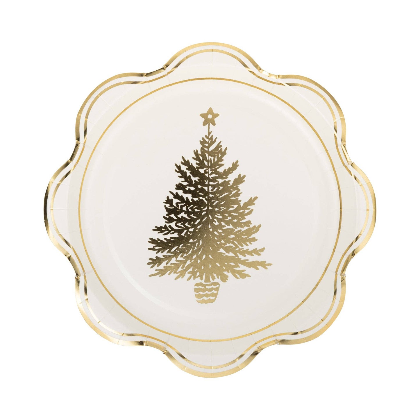 Gold Christmas Tree Paper Plate