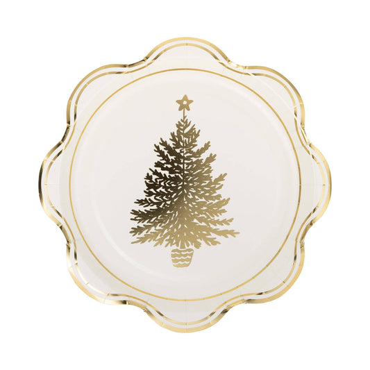 Gold Christmas Tree Paper Plate