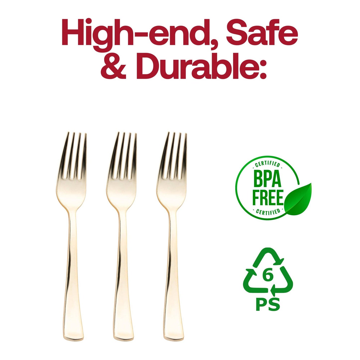 Shiny Metallic Gold Plastic Forks - 24 pcs
