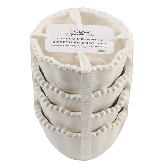 Perlette Gift Cream Melamine Set of 4 4.625in Dipping Bowls