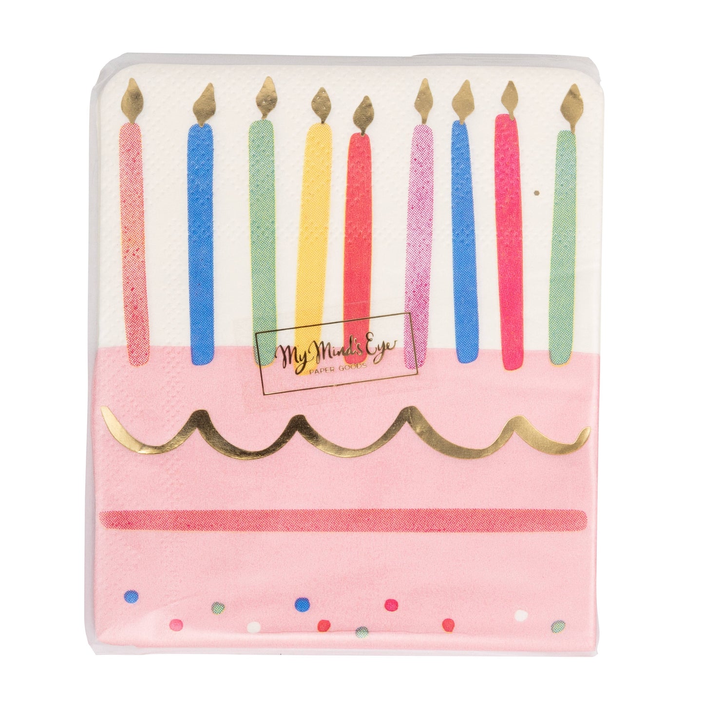 PLBDY32 - Foil Cake & Candles Cocktail Napkin