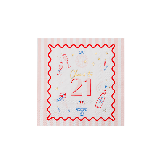 Cheers to 21 Icon Cocktail Napkins, 3-Ply (Set of 20)