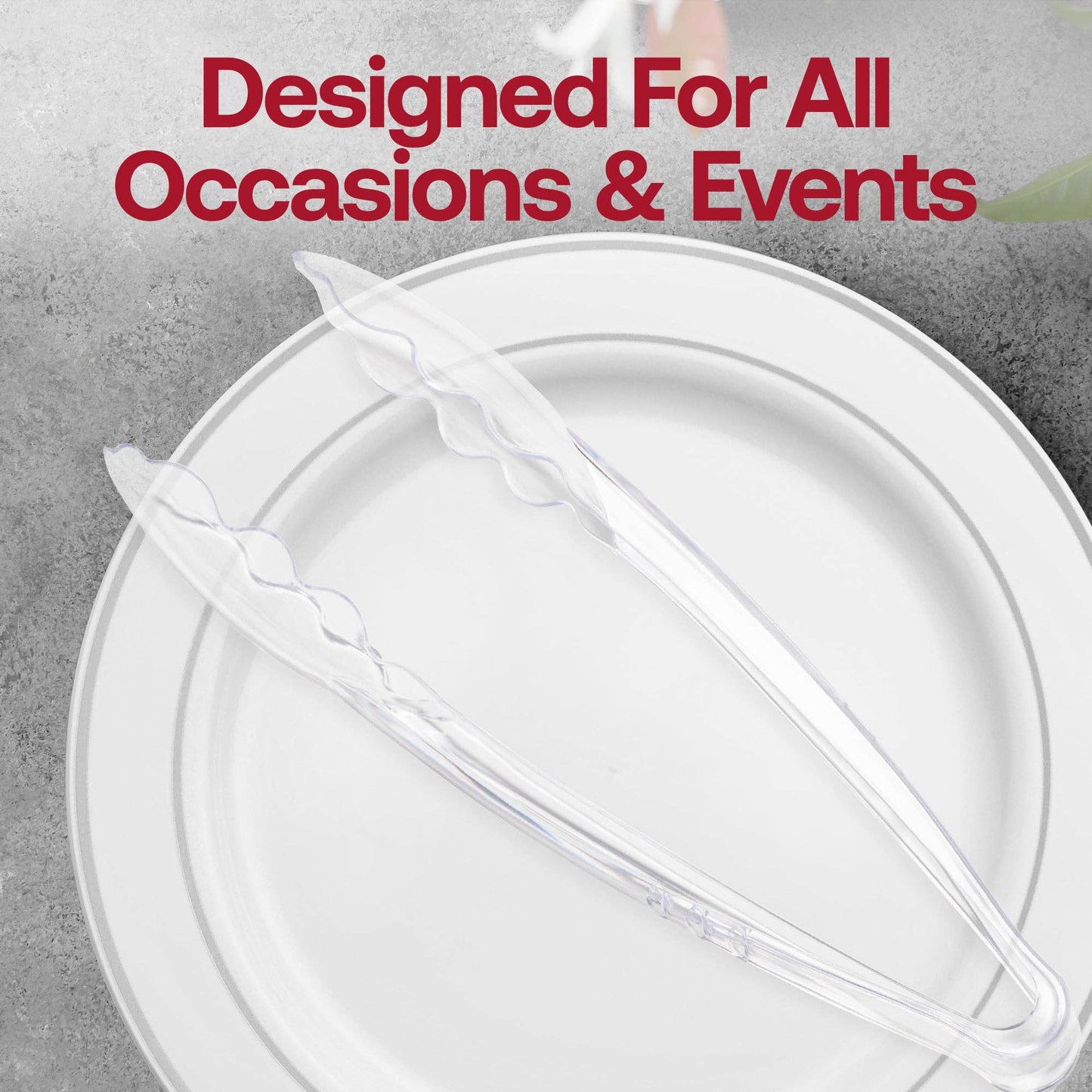 9" Clear Disposable Plastic Serving Tong - 1 pc