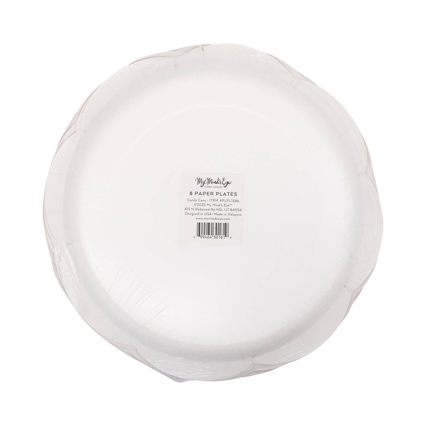 Round Candy Cane Paper Plate