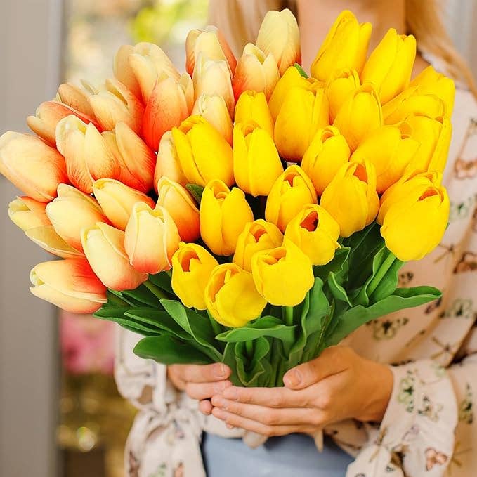Real Touch Artificial Tulip Flower Gradient