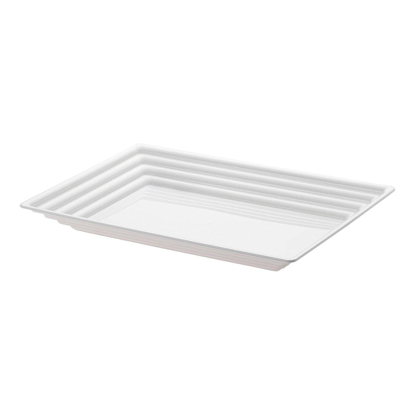 9" x 13" White Rectangular Plastic Serving Trays - 3 pcs