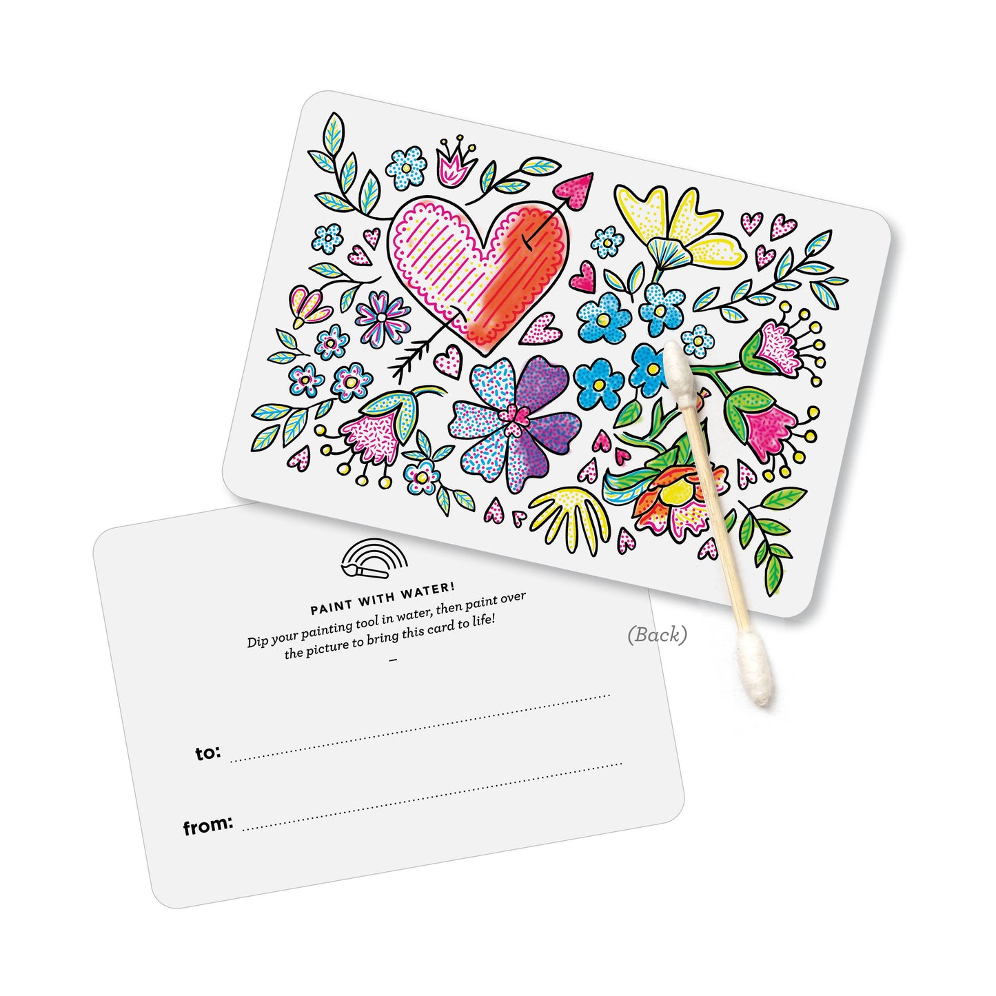 Paint with Water Valentine Cards - Floral