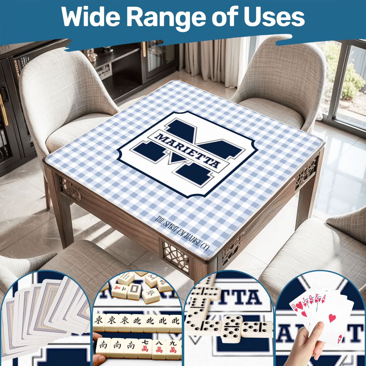 PREORDER: Custom Mahjong Mat 31.5"x31.5" (Ships Rolled up) Marietta Mahjong Mat