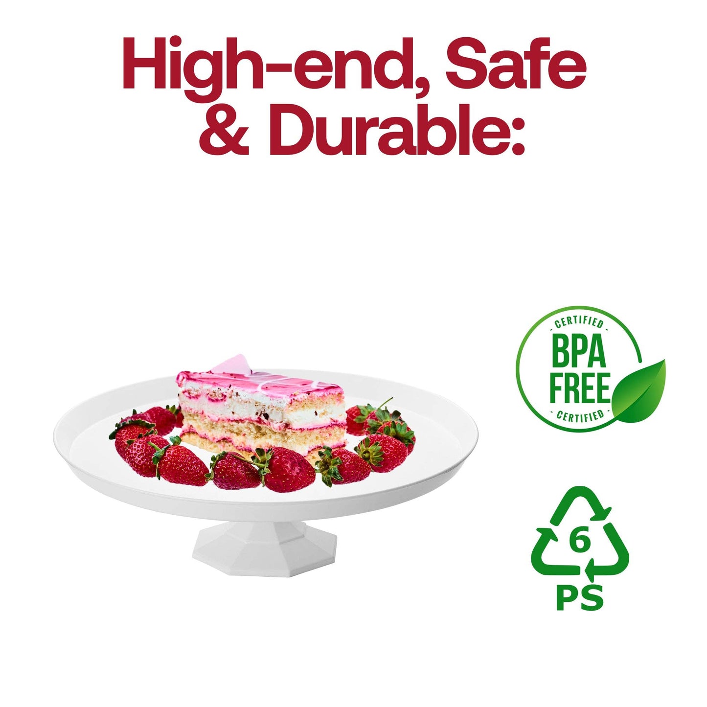 11.6" White Medium Round Plastic Cake Stand - 1 pc