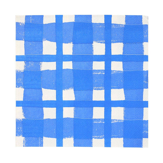Blue & White Check Napkins - 20 Pack | Party Napkins |