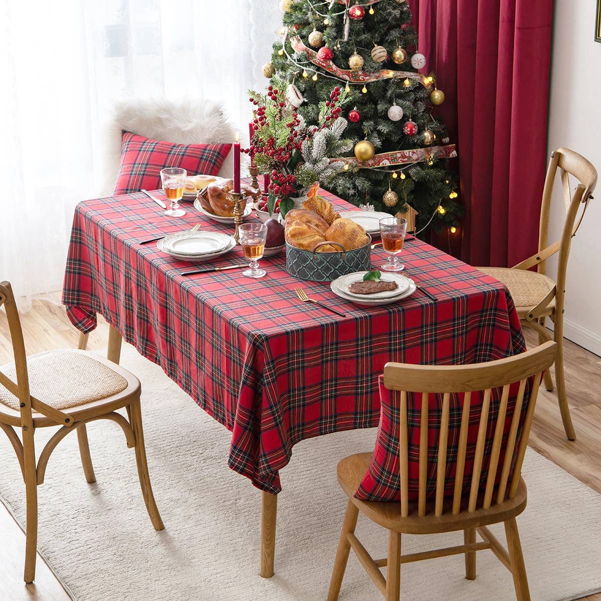 Red Classic Tartan Festive Tablecloth