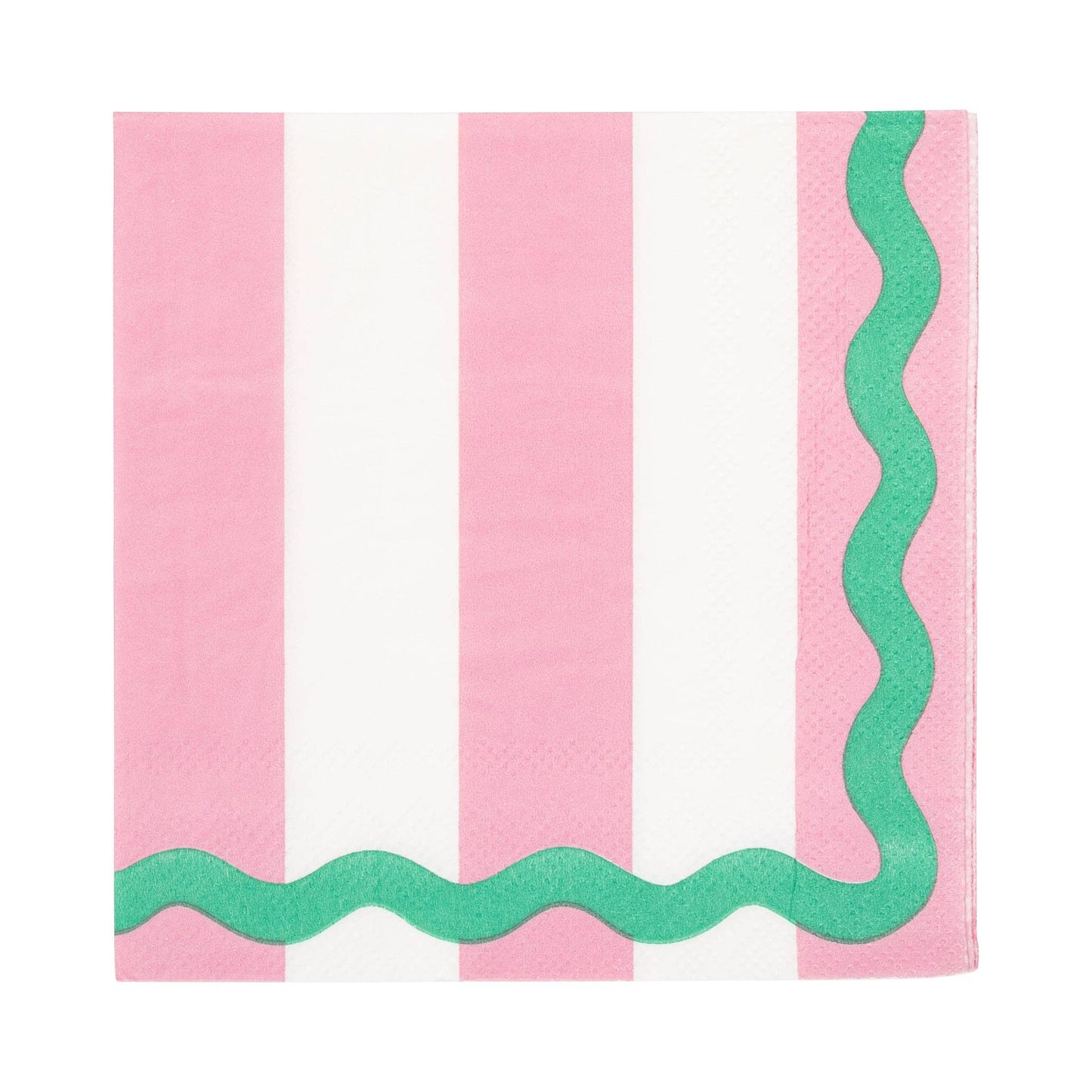 SPD1236 - Pink and Green Stripes and Ric Rac Cocktail Napkin