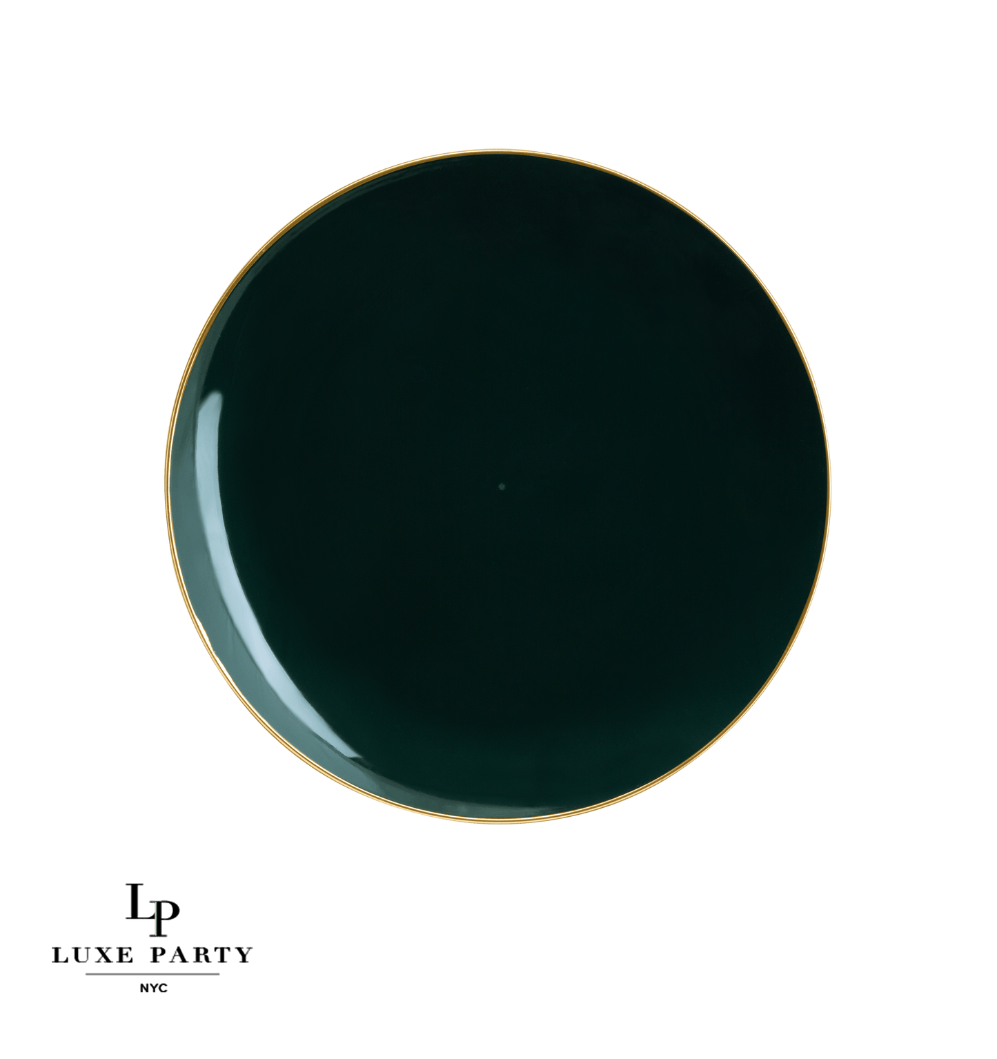 Round Emerald • Gold Plastic Plates | 10 Pack