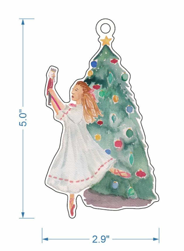 Clara with Nutcracker Watercolor Acrylic Ornament