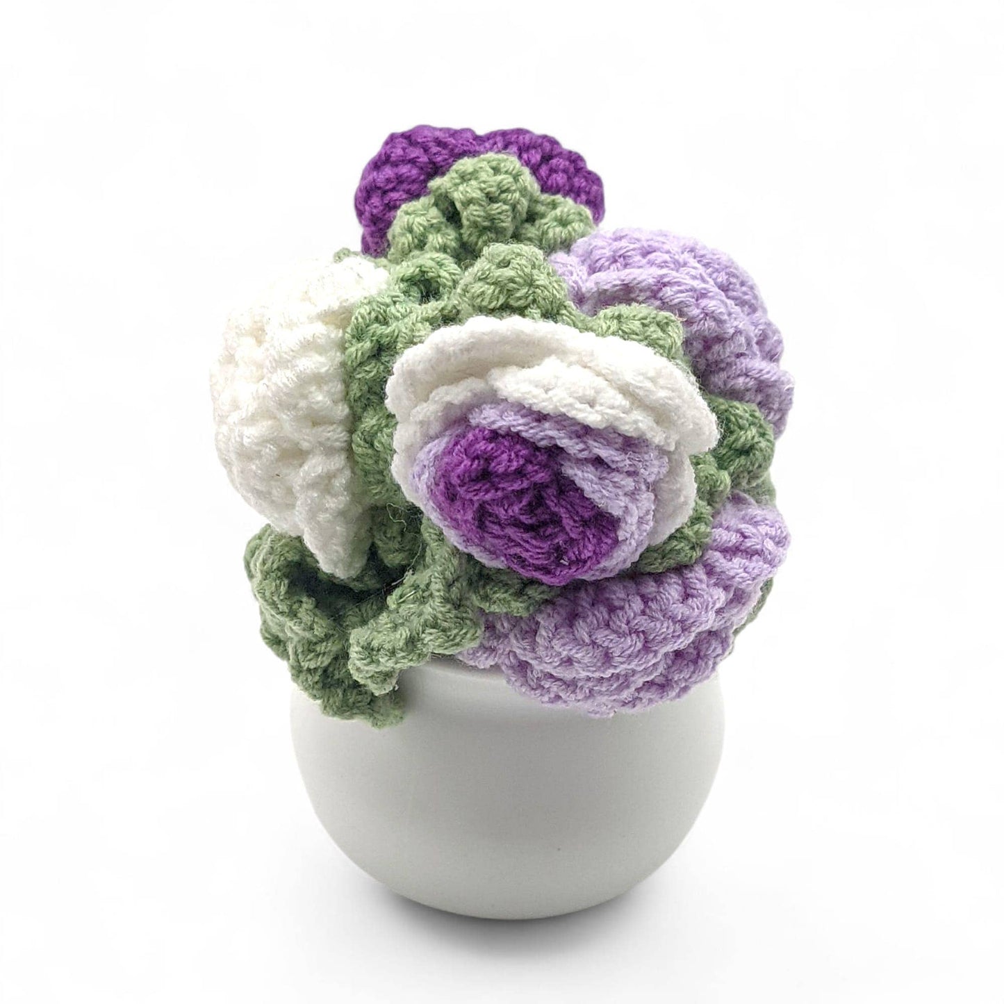 6-Bud Crochet Rose Flower with Pot – Assorted Colors