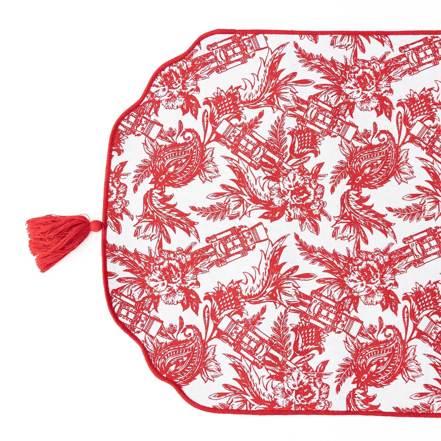 Nutcracker Toile Reversible Tassel Table Runner