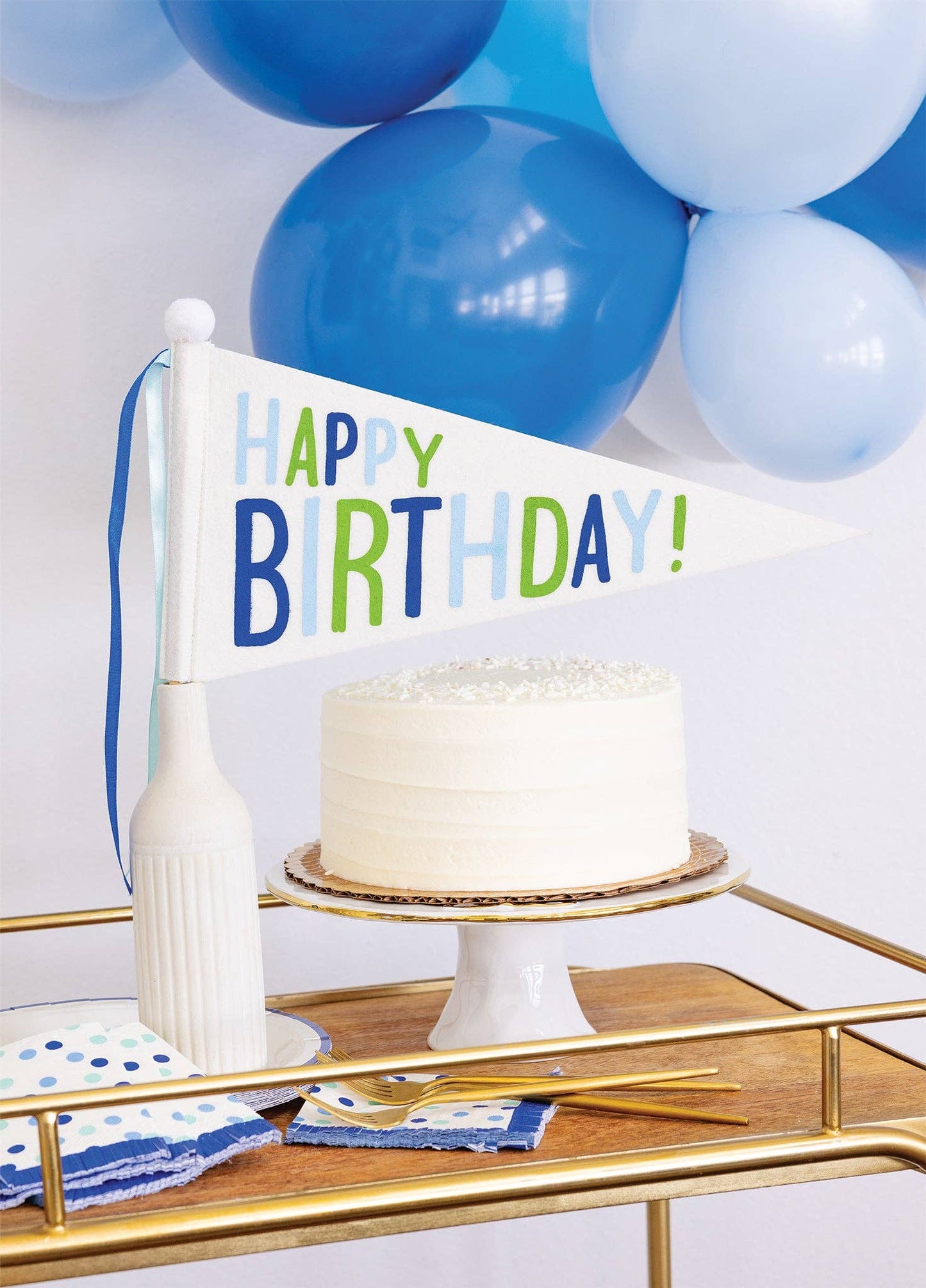PLBBD12 - Blue Happy Birthday Felt Pennant Banner