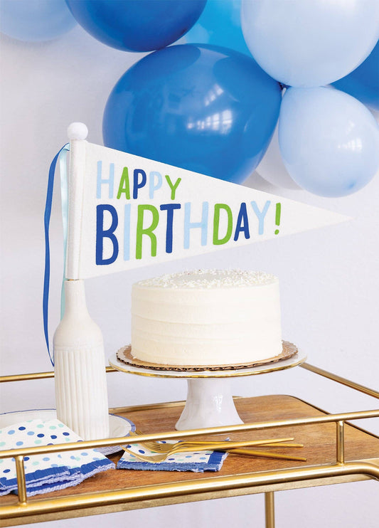 PLBBD12 - Blue Happy Birthday Felt Pennant Banner