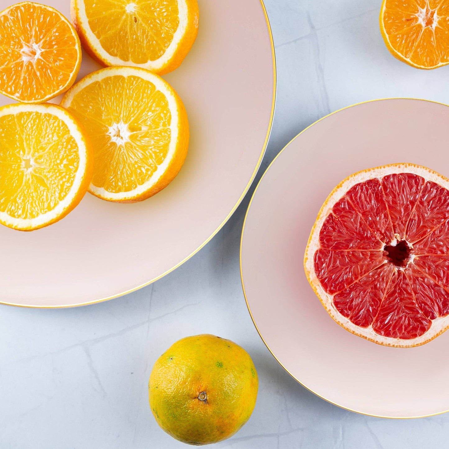 10.25" Pink with Gold Plastic Dinner Plates