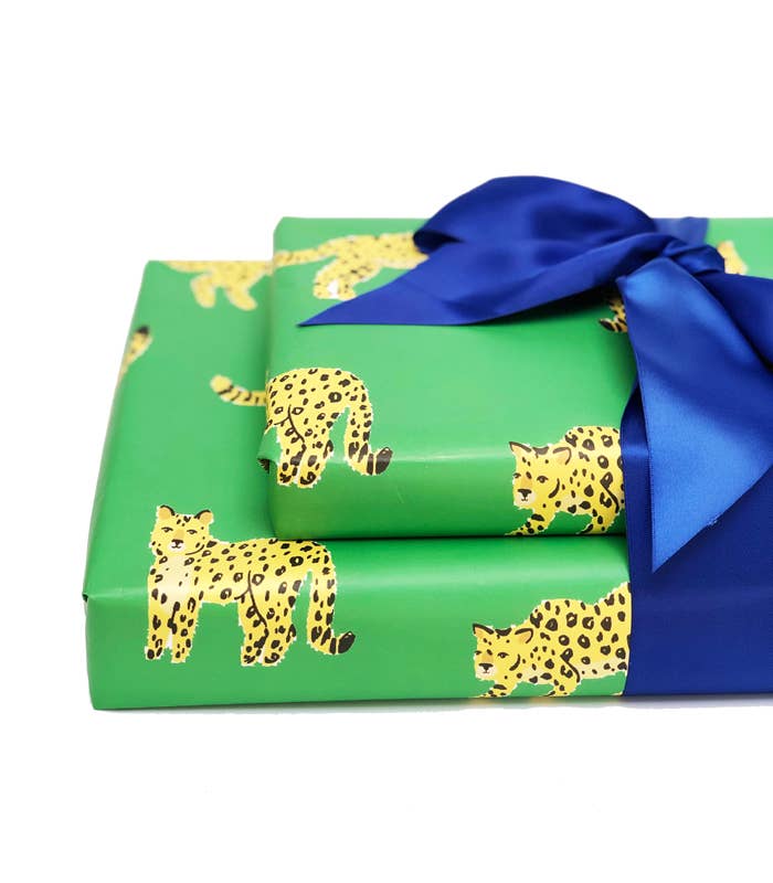 Green Leopard Gift Wrap | Luxury Wrapping Paper by JOSIL Paperie