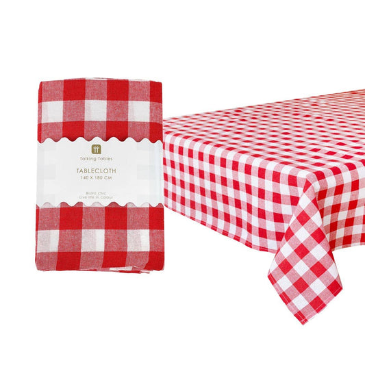 Red Fabric Gingham Tablecloth| Valentines Decor |