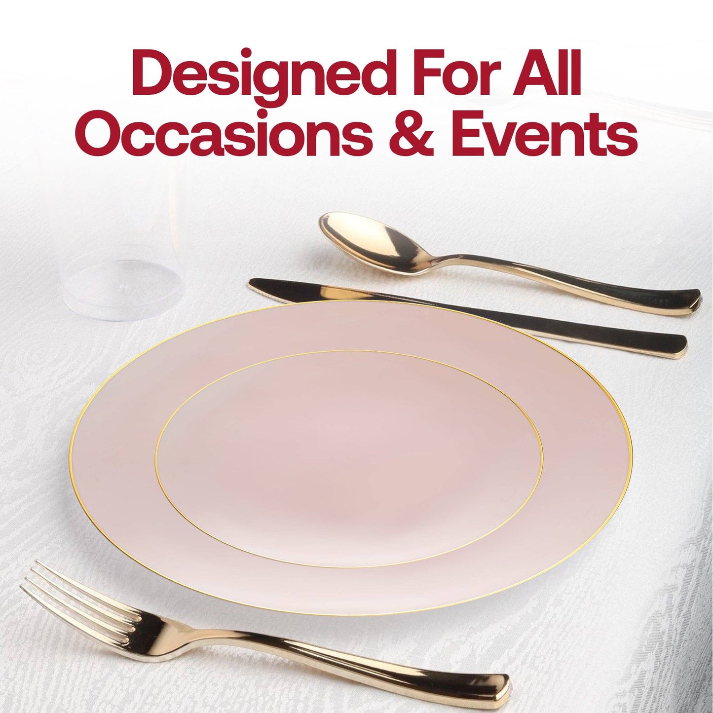 7.5" Pink with Gold Rim Plastic Salad Plates