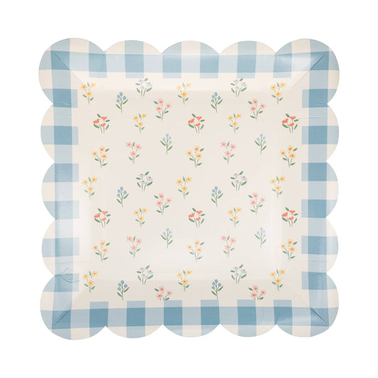 PLPL2024 - Tiny Floral Gingham Paper Plate (8ct)