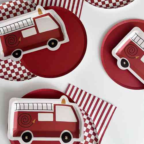 Firetruck Shaped Paper Party Plate (12pcs)