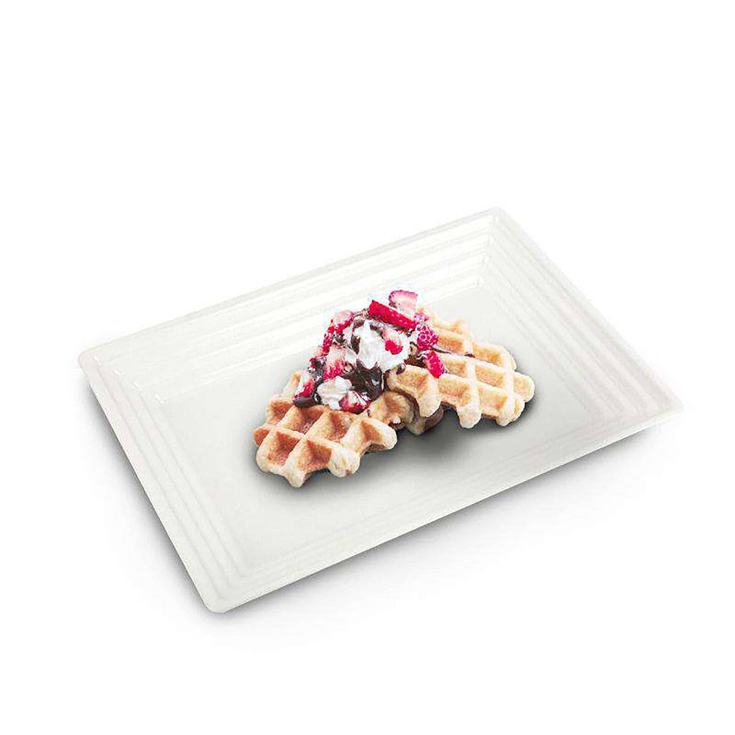 9" x 13" White Rectangular Plastic Serving Trays - 3 pcs