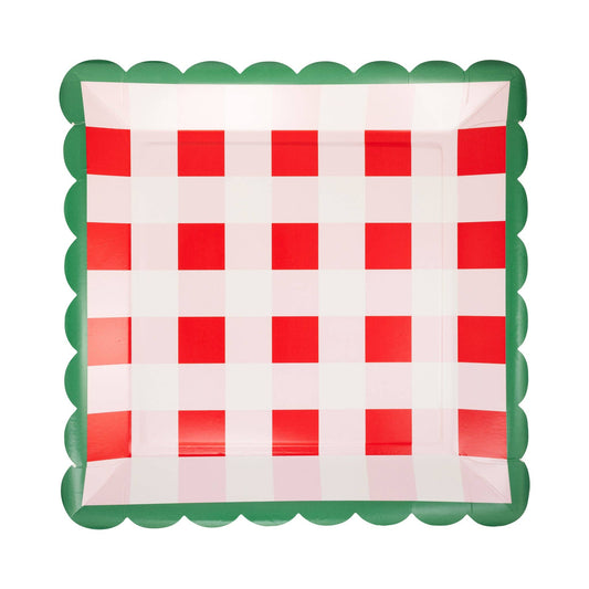 Plaid Scalloped Edge Plate