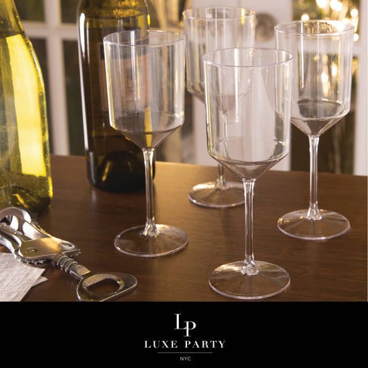 Upscale Clear Plastic Wine Cups | 4 Cups