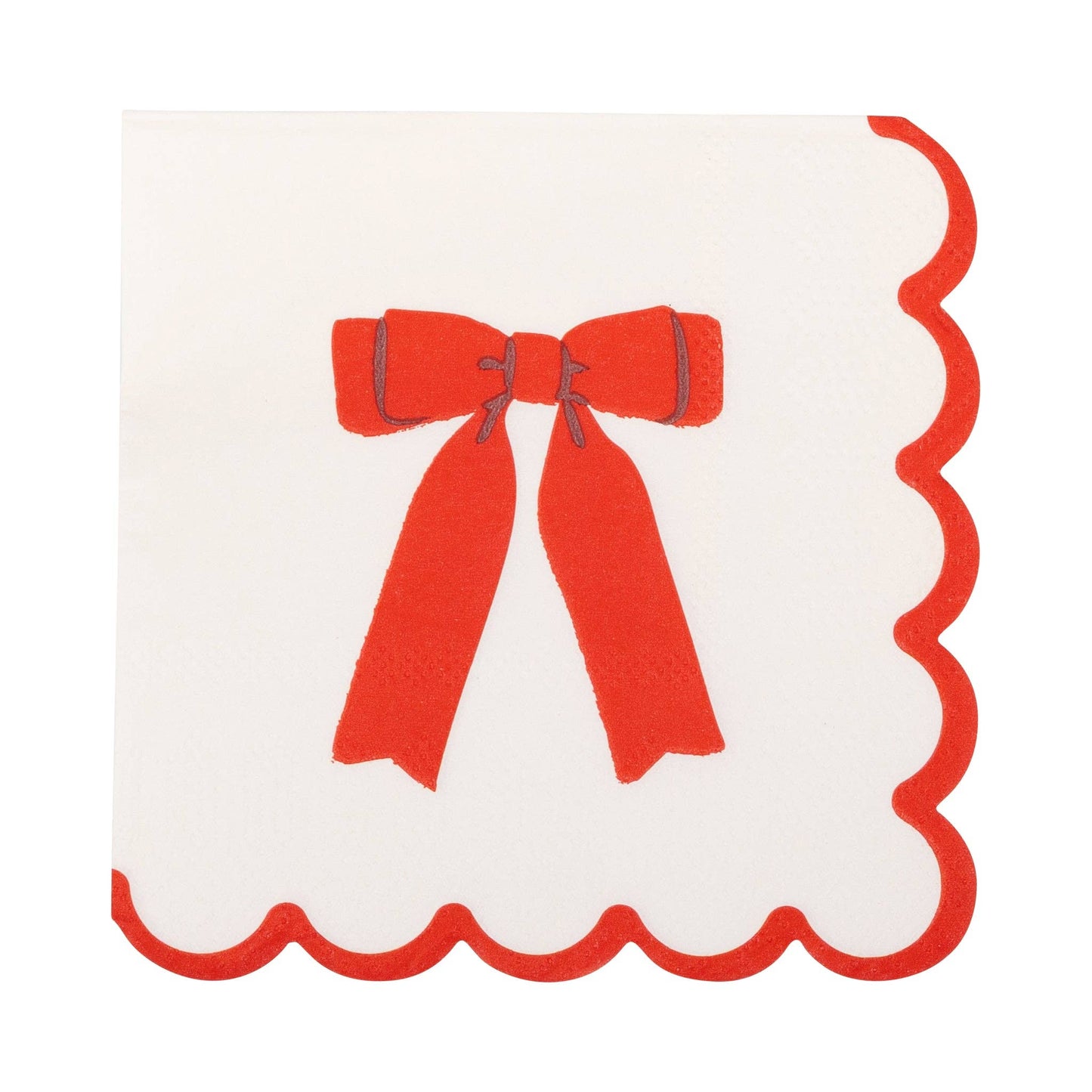 Red Bow Scallop Cocktail Napkin