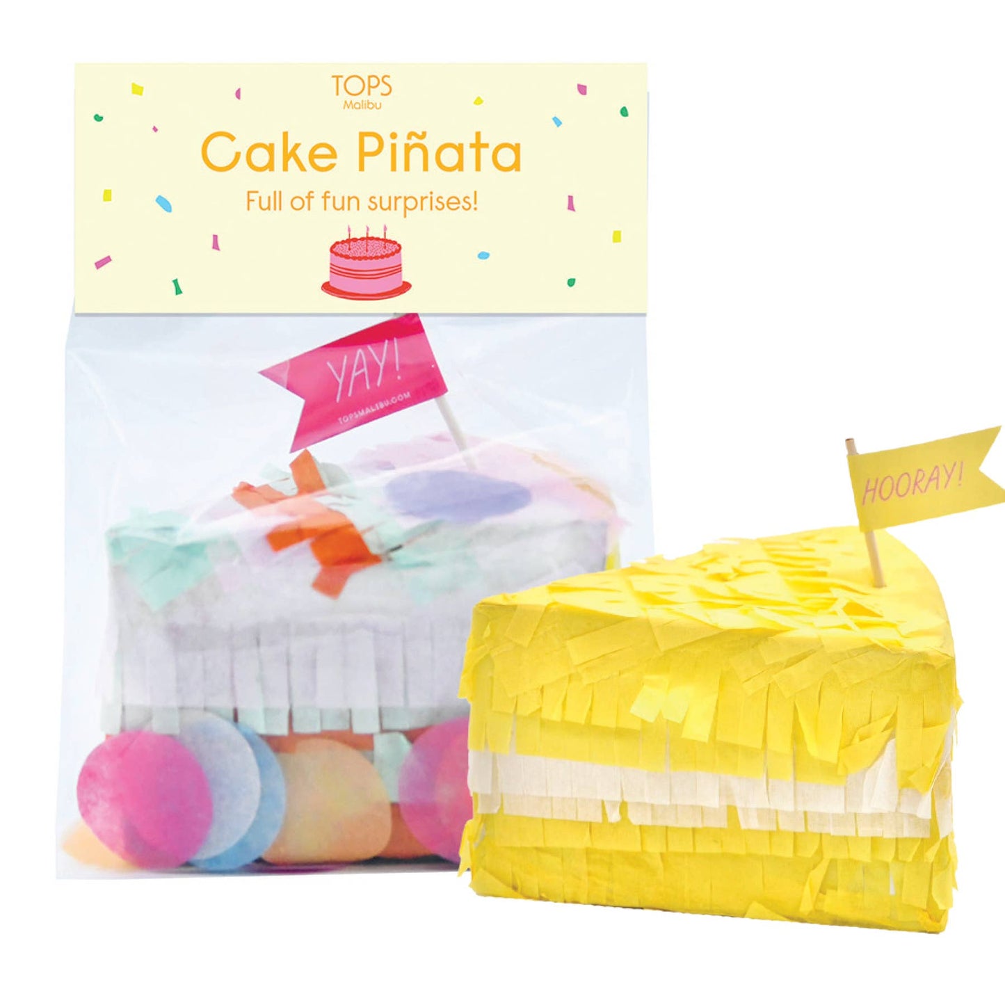 Mini 4" Tabletop Piñata - Cake Slice in Party Bag - Asst