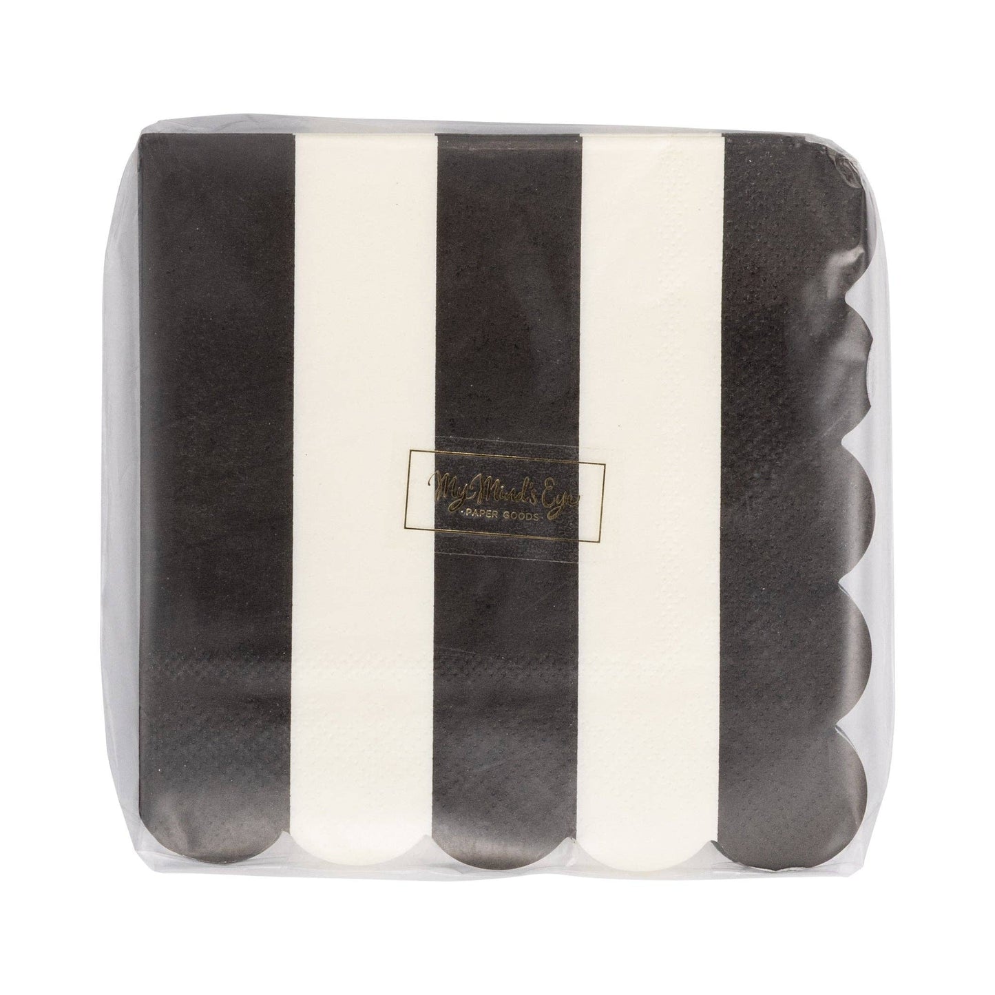 PLBKB38 - Thick Black Stripes Cocktail Napkin (24ct)