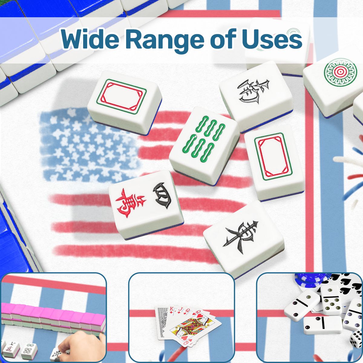 Mahjong Mat 33"x33" (Ships Rolled up) Hamptons Patriotic Mahjong Mat