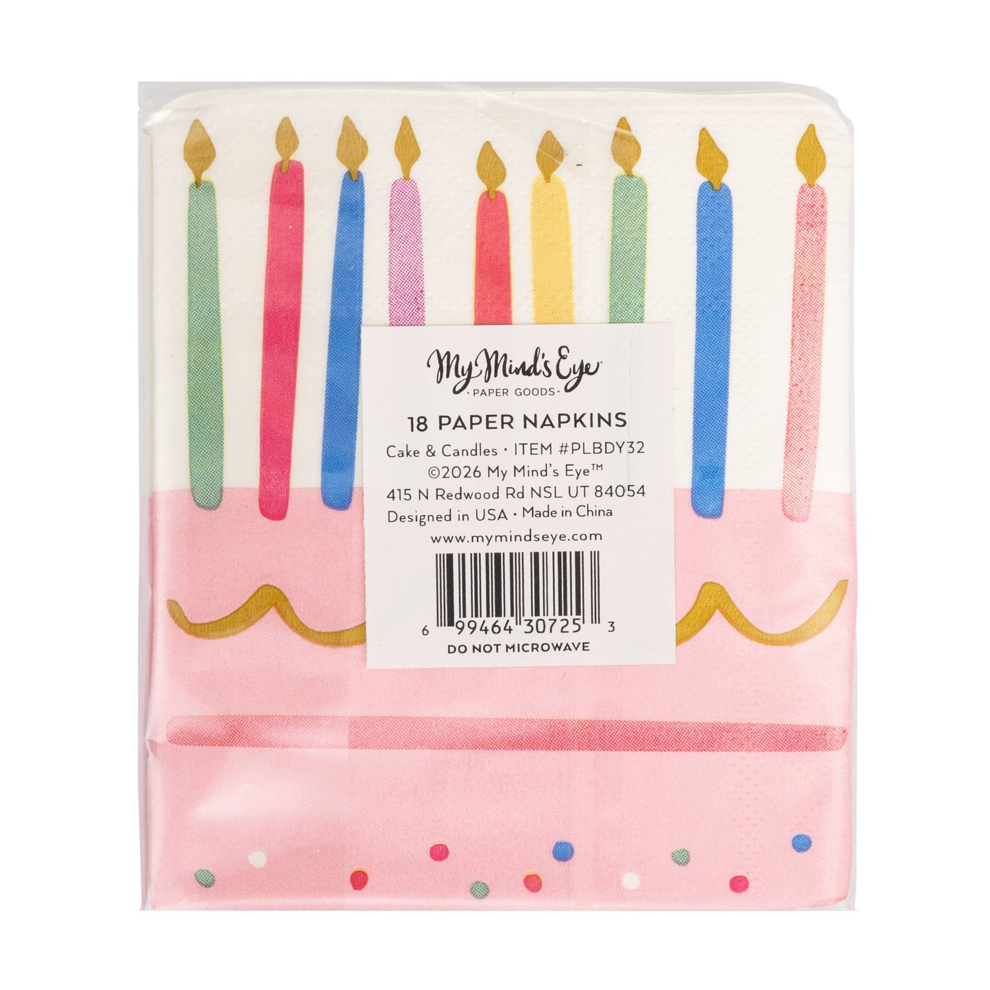 PLBDY32 - Foil Cake & Candles Cocktail Napkin