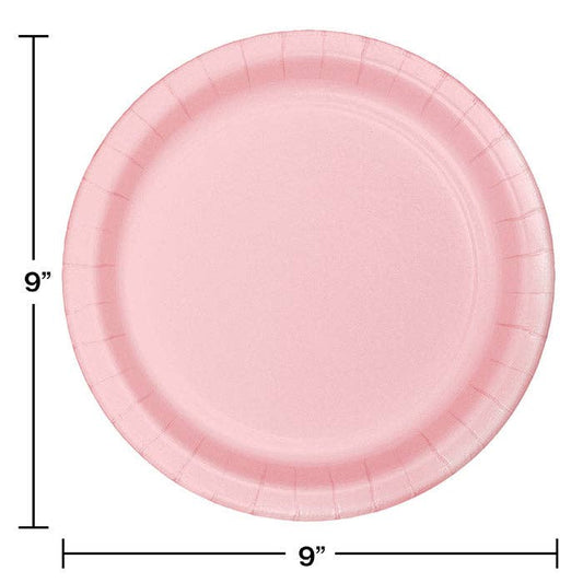 Classic Pink Sturdy 8.75" Paper Dinner Plates, 24/Pkg